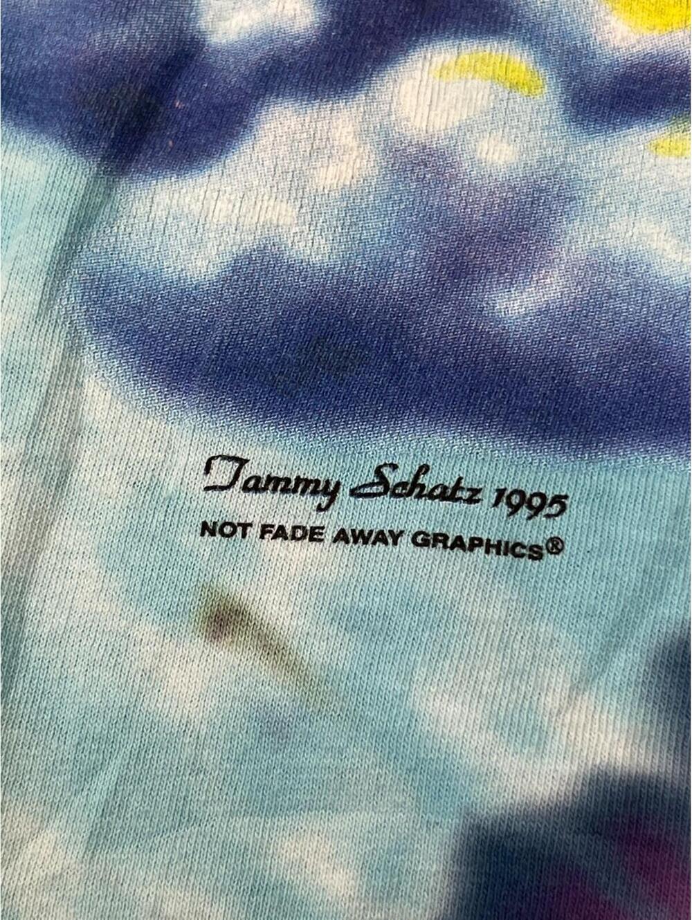 Vtg 90s Tammy Schatz Tie-Dye T-Shirt Celestial Sun Moon L - Picture 3 of 7